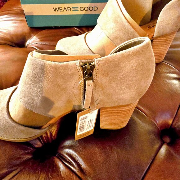 Toms Milan Suede Closed Toe Heel in Suede Beige - Picture 7 of 10